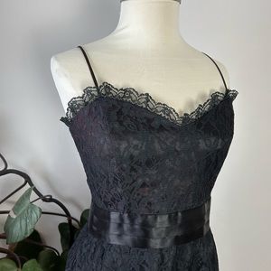 Vintage 90’s Gunne Sax Jessica McClintock Black Lace Satin Cocktail Dress